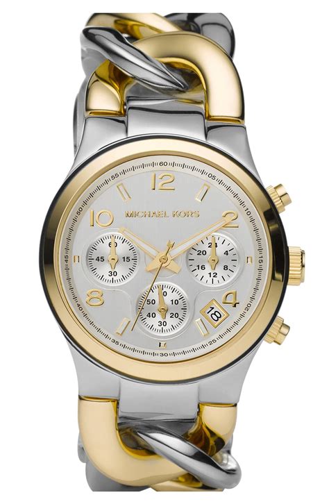 michael kors watch with chain bracelet|Michael Kors leather watch.